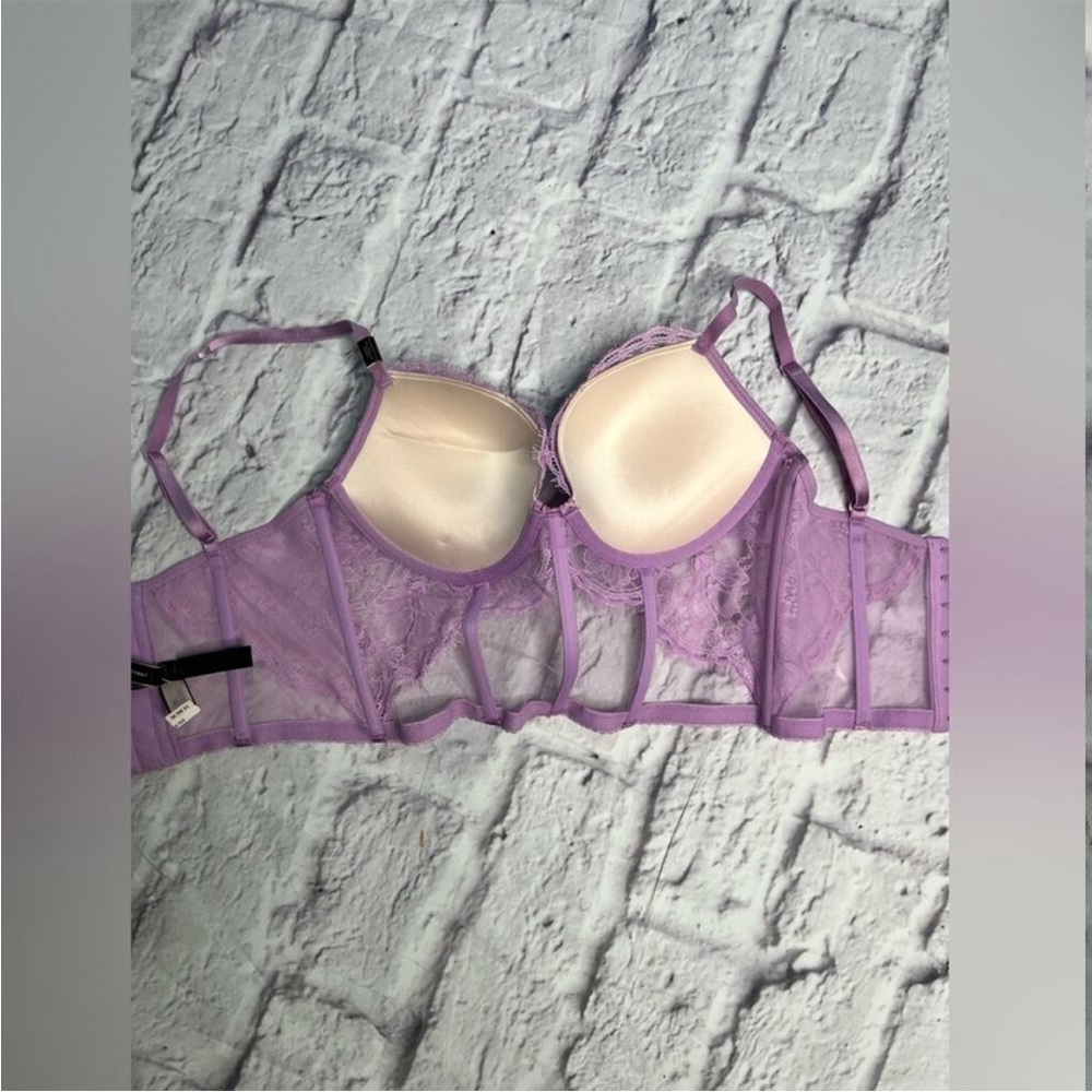 Victoria’s Secret rose embroidered push up bra top new size 32 D purple - Picture 9 of 12
